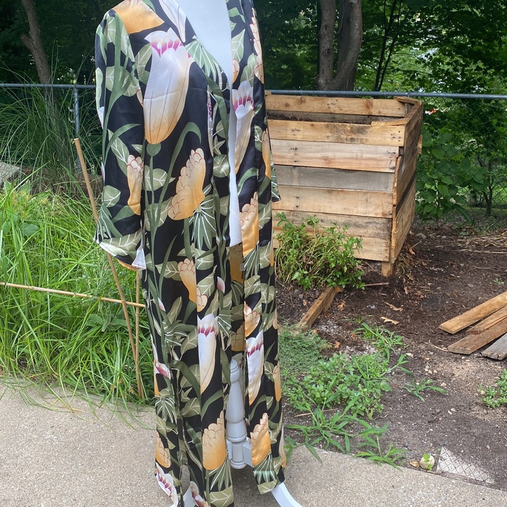 Farrow Silky Long Robe Kimono
